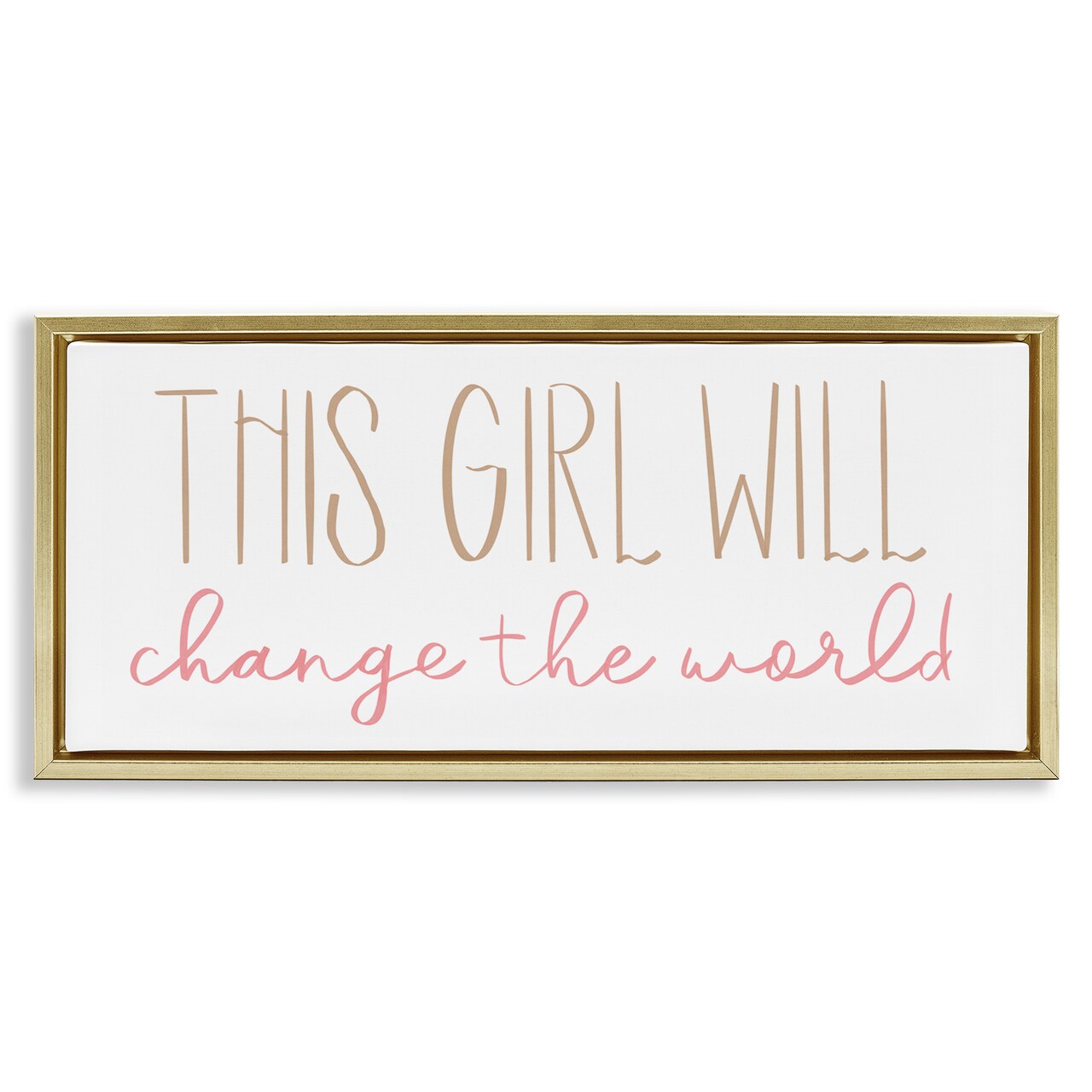 Stupell Industries Girl Power Motivational Phrase Framed Floater Canvas Wall Art